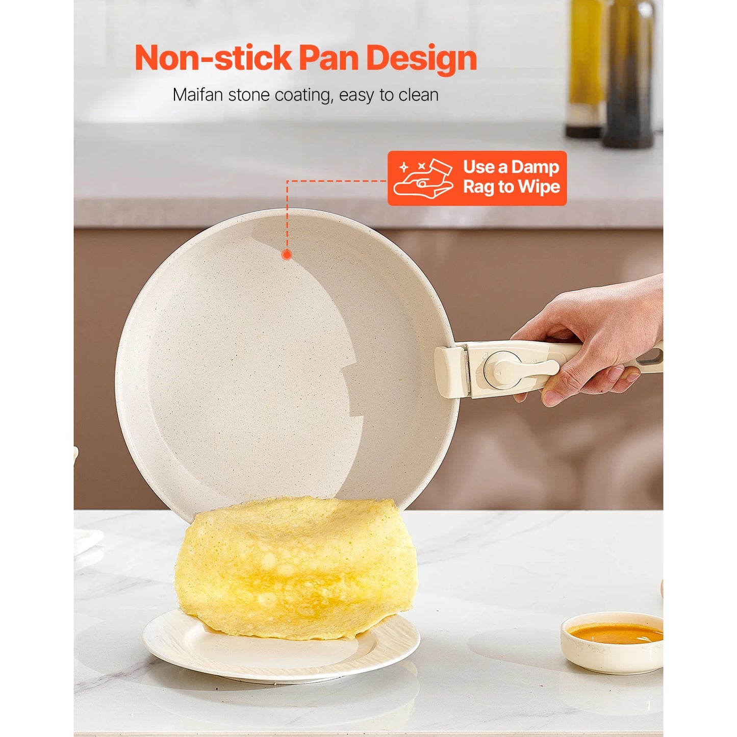 17 Piece Nonstick Cookware Set with Detachable Handle