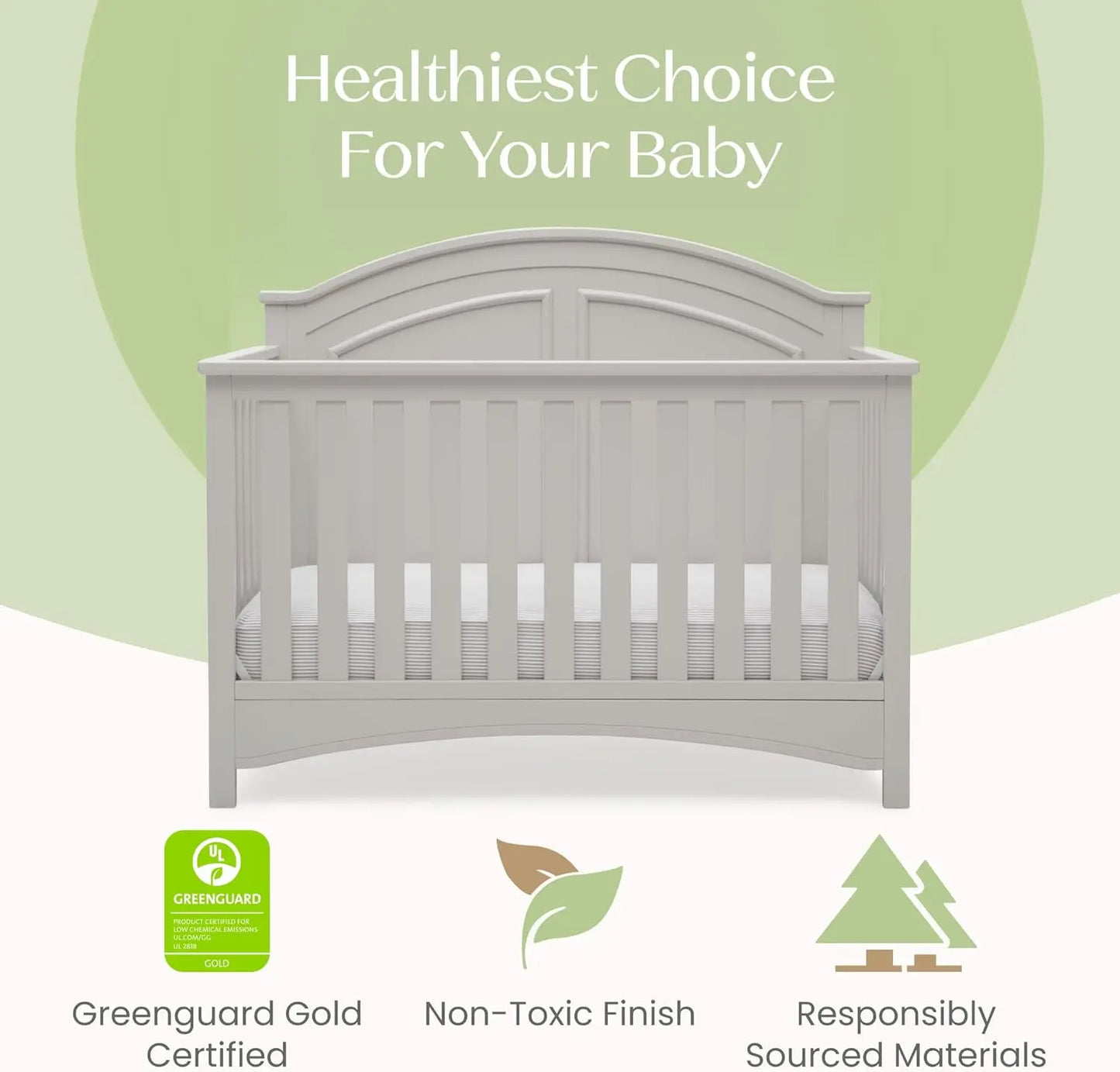 6-in-1 Convertible Crib with Adjustable Height for Baby Safety