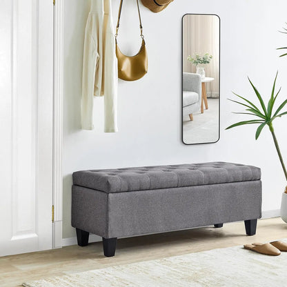 42" Storage Ottoman Bench w/ Flipping Lid & Safety Hinge