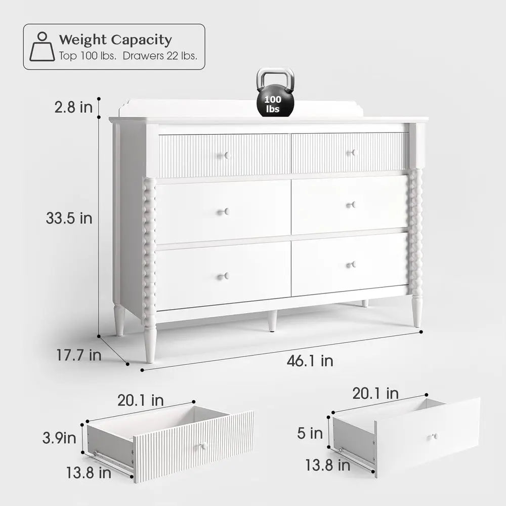 Kids Wood Dresser with Large Storage Drawers