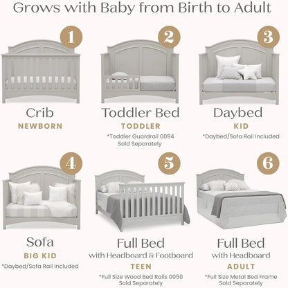 6-in-1 Convertible Crib with Adjustable Height for Baby Safety