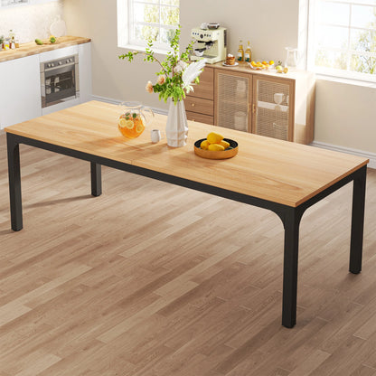 Long Rectangular Rustic Wood Dining Table for 6-8 People