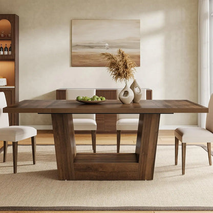 Rectangular Kitchen Dinner Table with Heavy-Duty Base