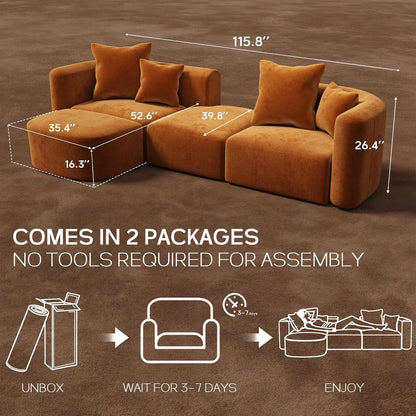 116" Modular Sectional Couches with Ottoman