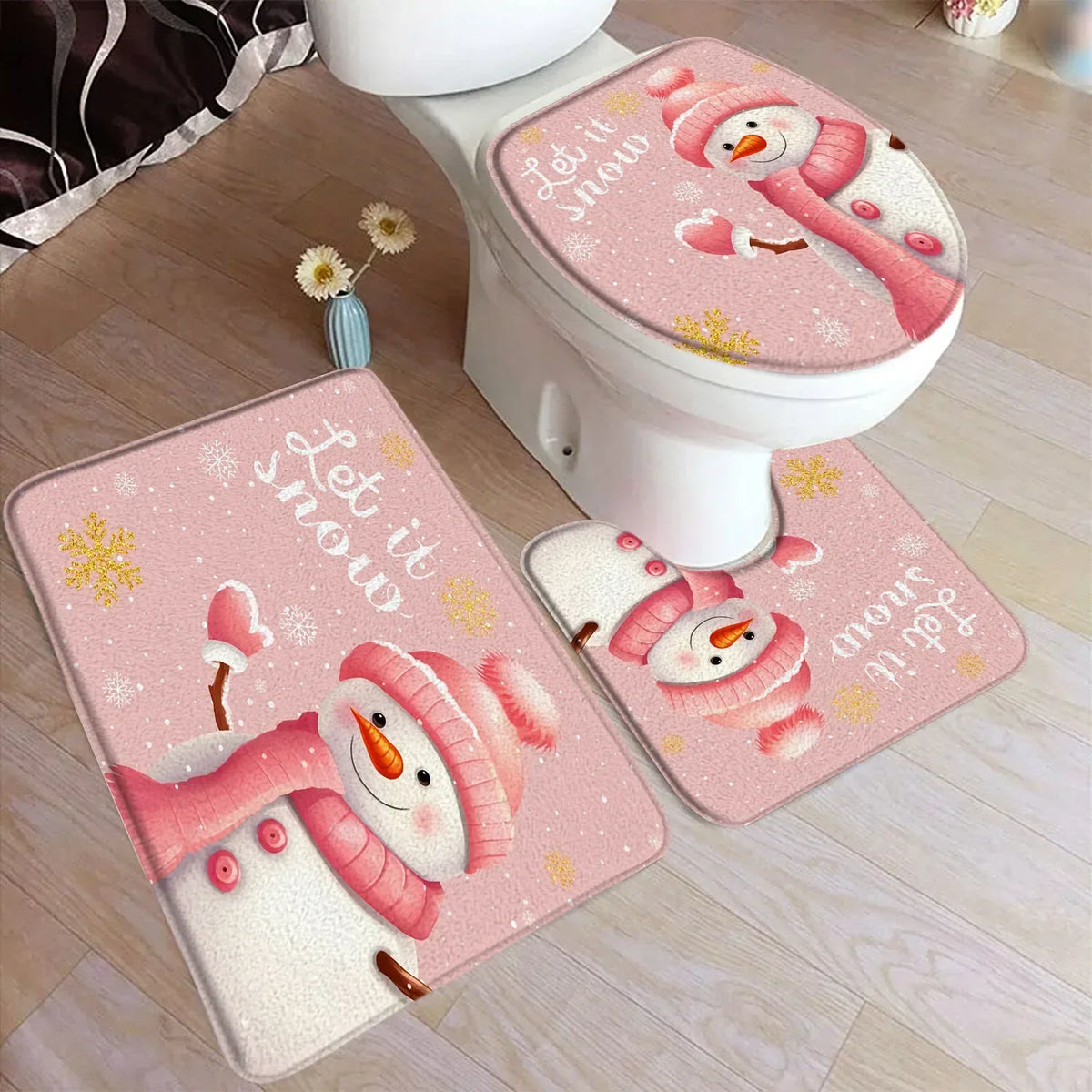 Christmas Shower Curtain & Bath Mat Set