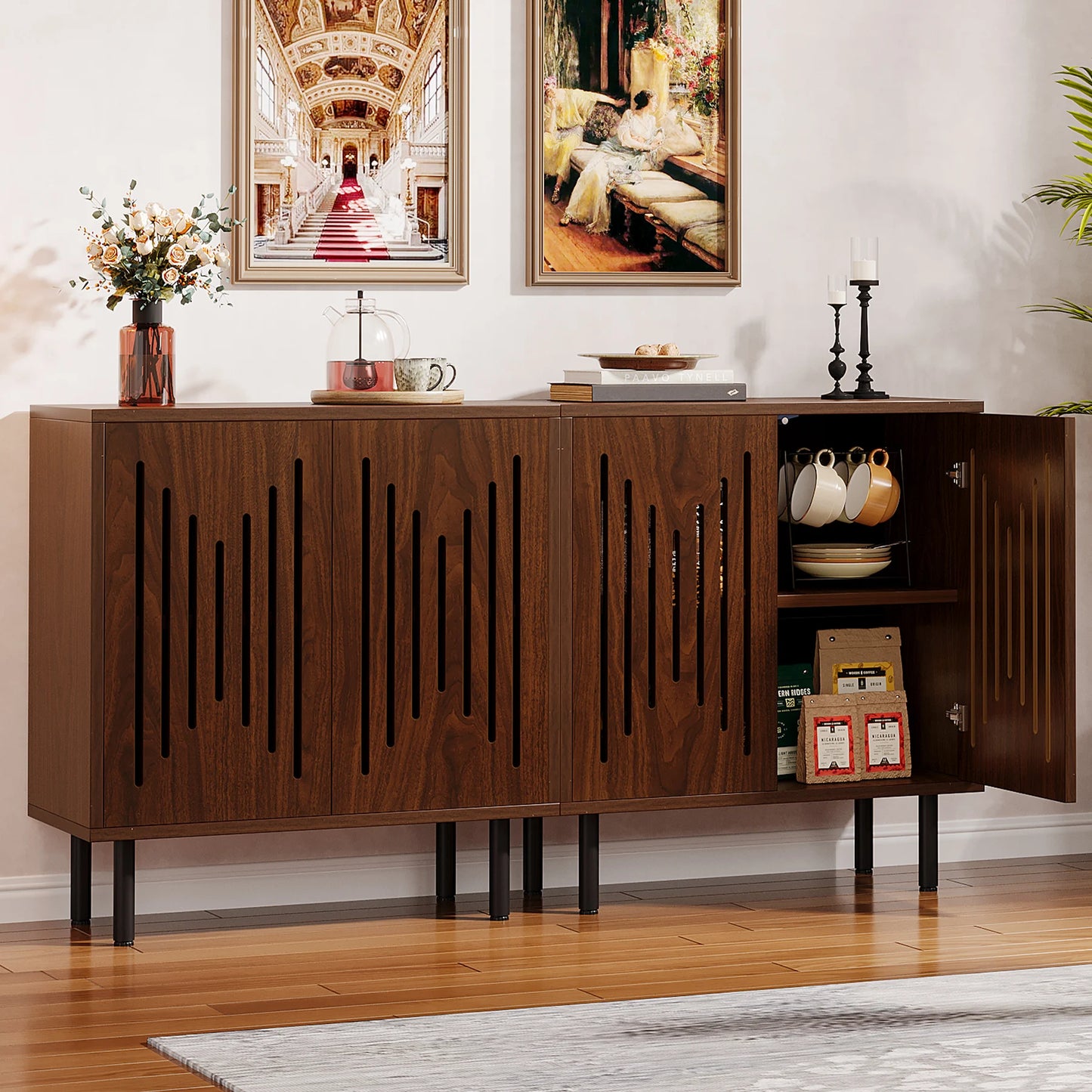 59" Farmhouse Buffet Sideboard Cabinet with Doors