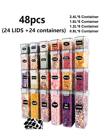 48pcs, Sealed Food Storage Containers with Lids for Dry Foods