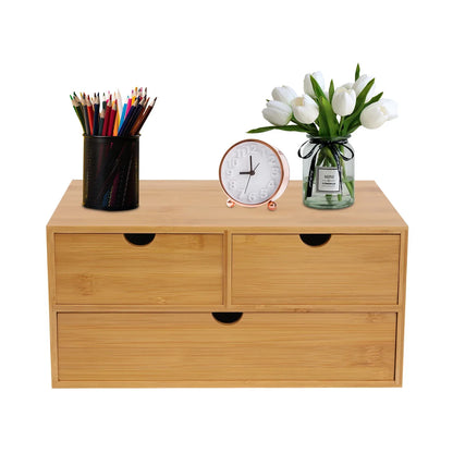 Bamboo Desktop Storage Organizer with 3-Drawers