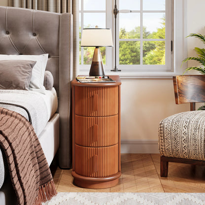 Narrow Solid Wood 3-Drawer End Table