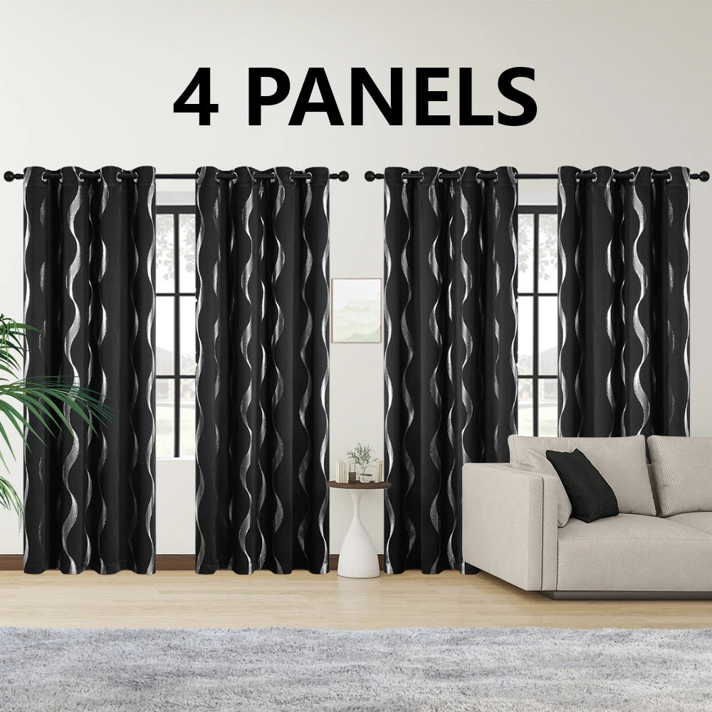4PCS Blackout Curtains Grommet, Thermal Insulated