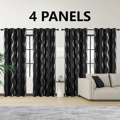 4PCS Blackout Curtains Grommet, Thermal Insulated