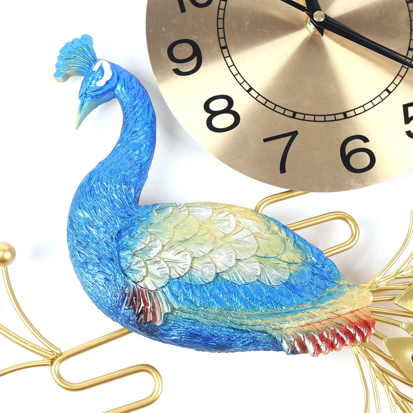Metal Peacock Shaped, Silent Wall Clock