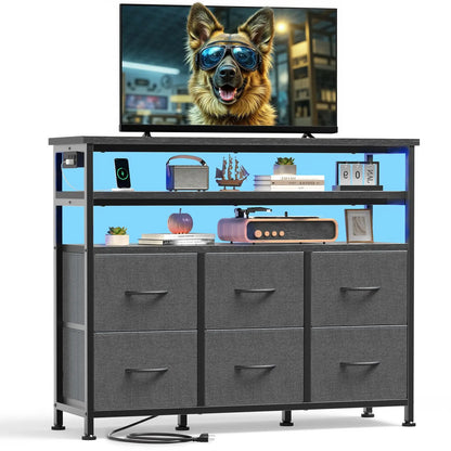 Wood Top TV Media Console Table Cabinet, Holds Up to 45" TV