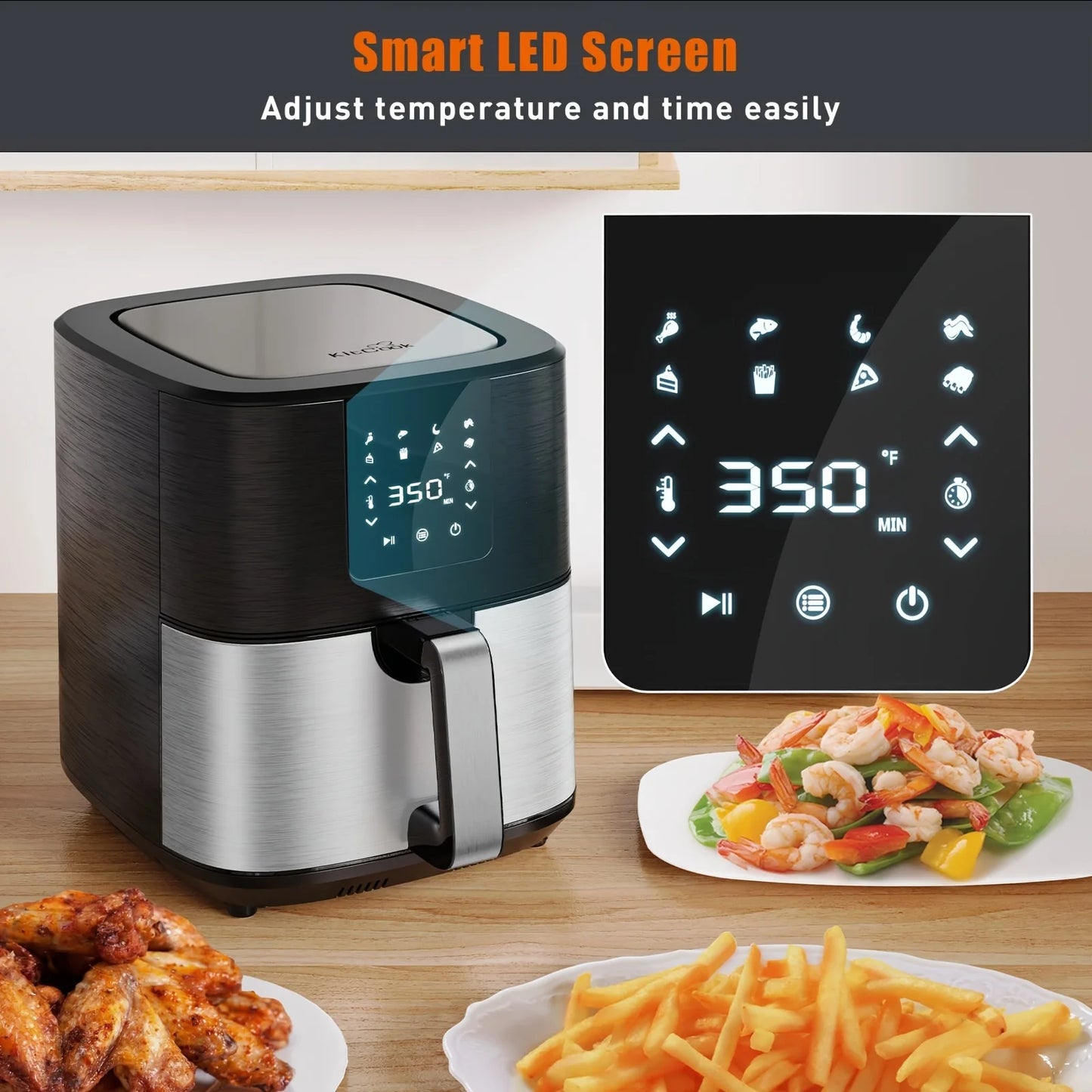 7QT Air Fryer Cooker w/ 8 Presets Menu & Digital Touch Screen