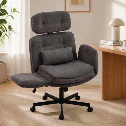 Ergonomic Cross-Legged Computer Desk Vanity Chair with Flip Armrests