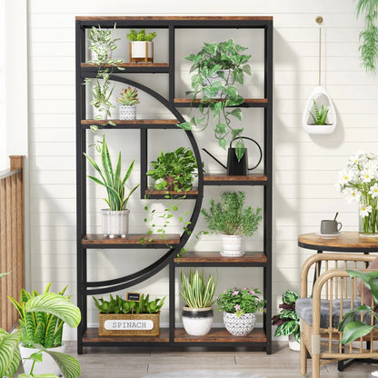 Elegant Geometric 5 Tier Bookshelf with Open Display Shelves
