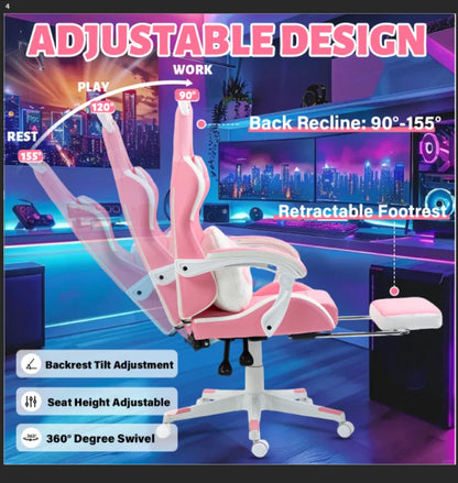 Ergonomic Computer Chair with Footrest, Headrest & Lumber Support