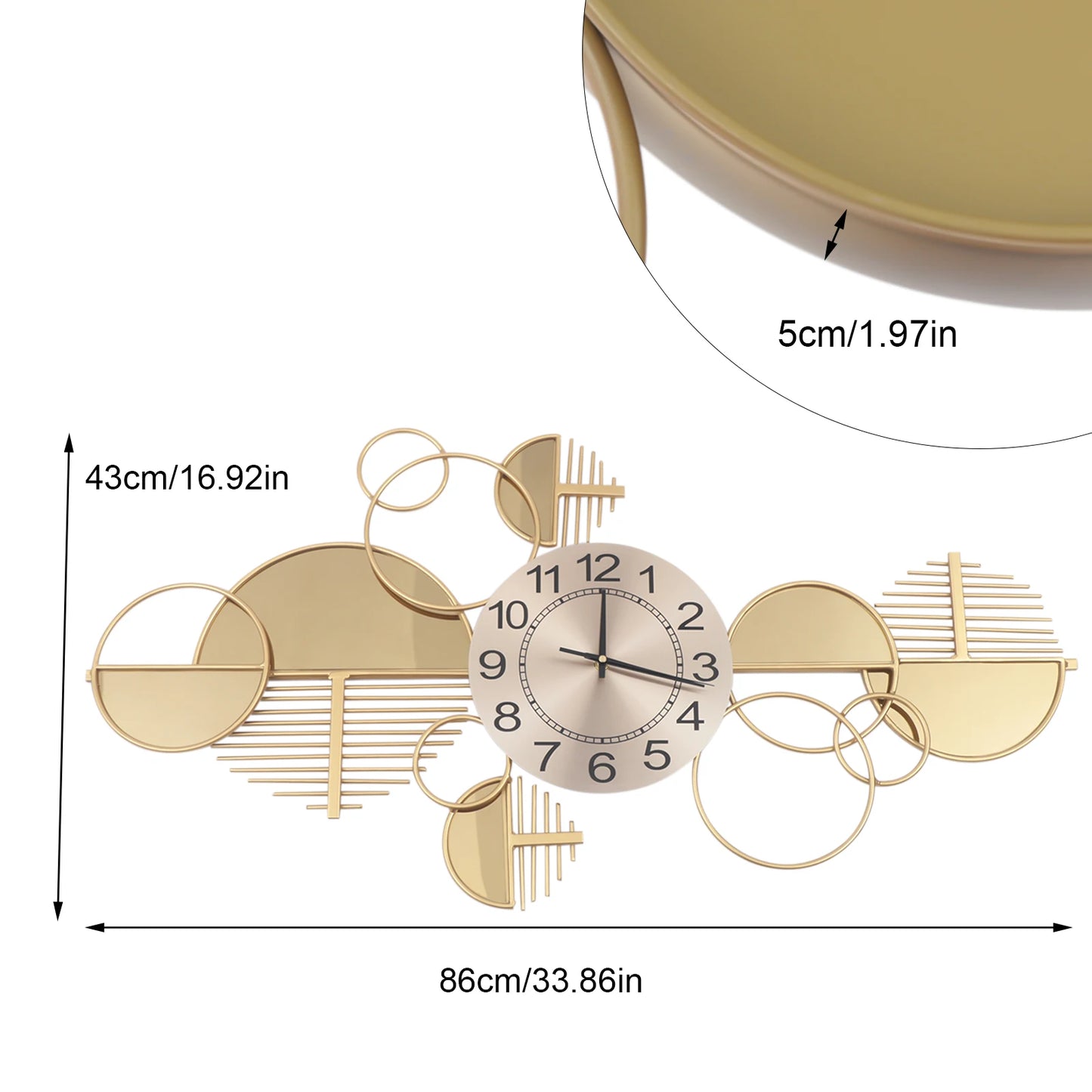 Creative Modern Metal Wall Clock, Gold
