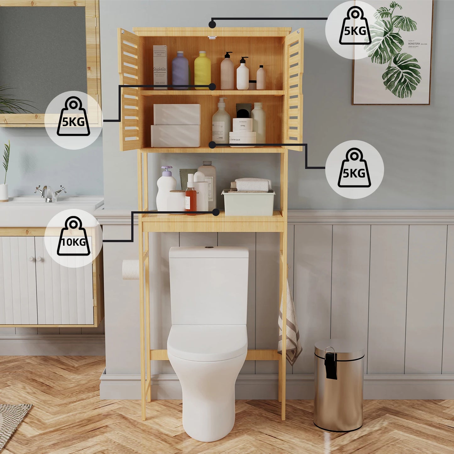 Bamboo Over-the-Toilet Bathroom Storage Cabinet