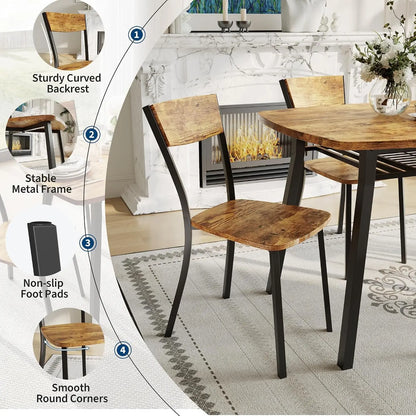 5 Piece Dining Table Set For 4 with Storage Shelf