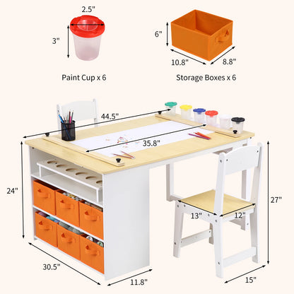 Toddler Craft & Play Wood Activity Table with Storage Bins