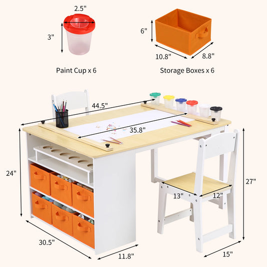 Toddler Craft & Play Wood Activity Table with Storage Bins