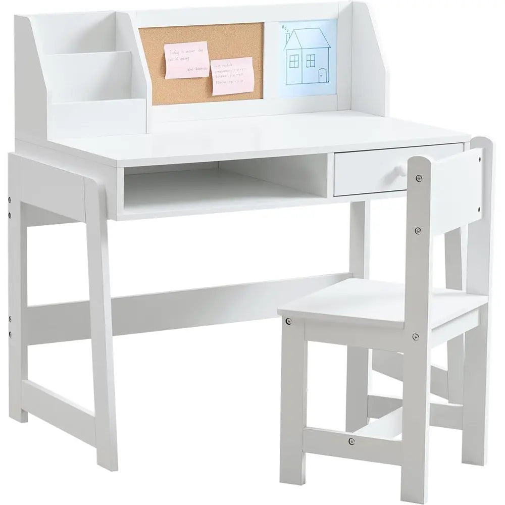 Wooden Kids Study Desk and Chair Set with Hutch