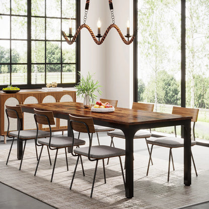 Long Rectangular Rustic Wood Dining Table for 6-8 People