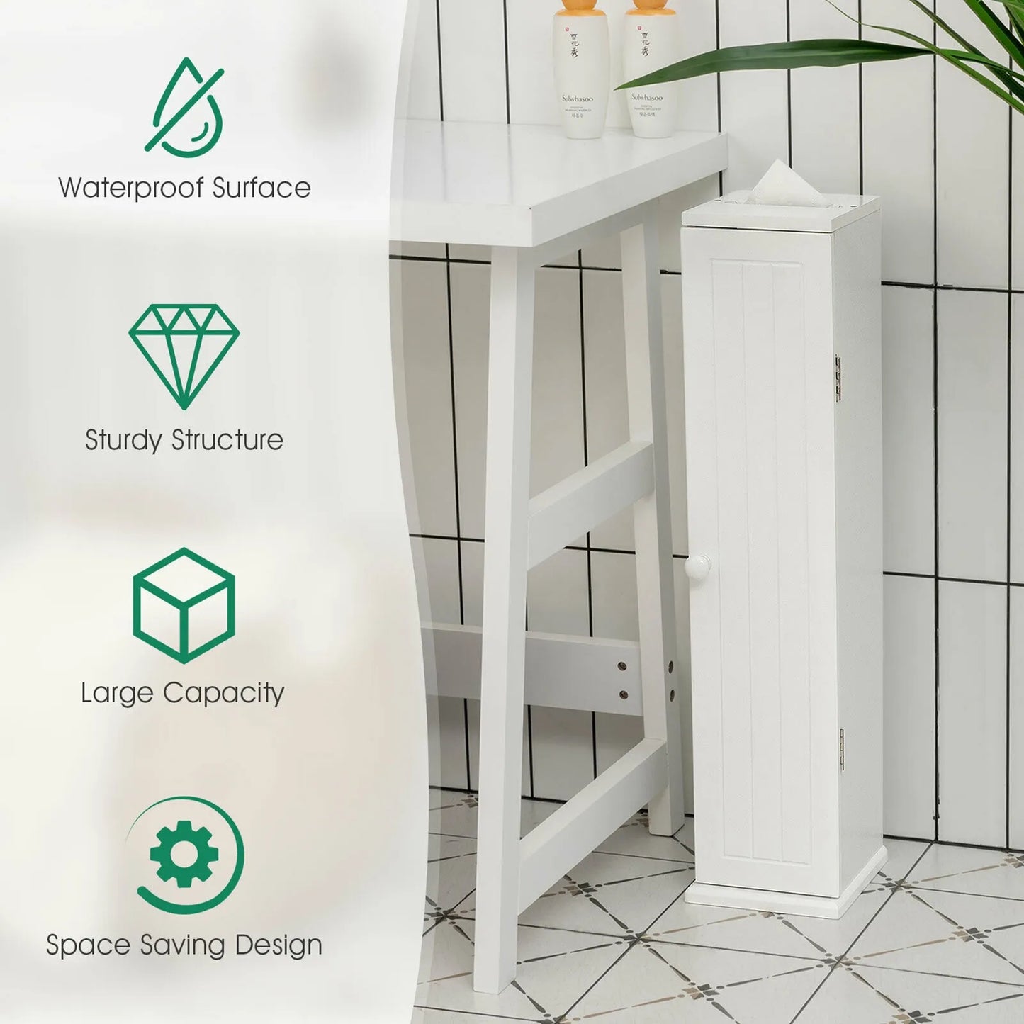 Toilet Tissue Storage Tower w/ 4 Shelves