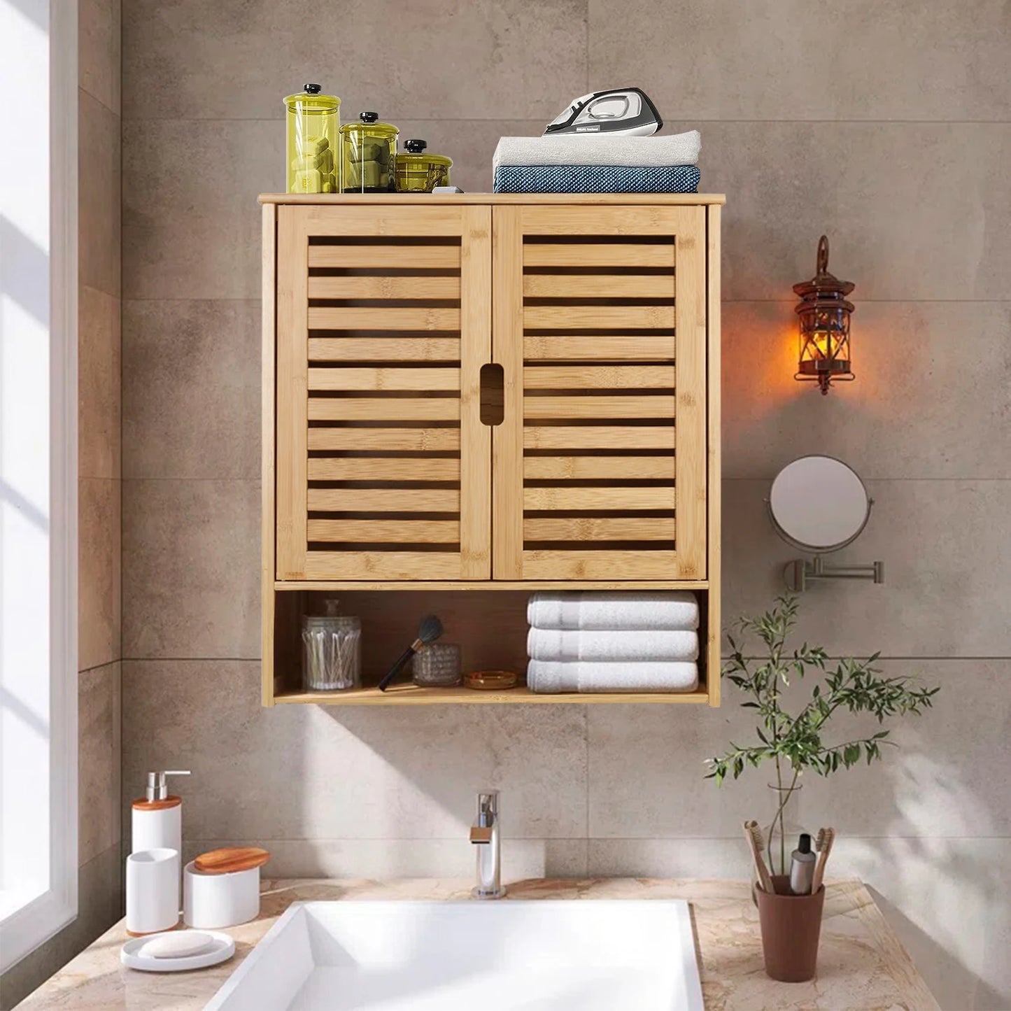 Wall Mounted Bamboo Medicine Cabinet