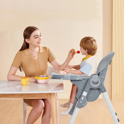 Foldable Infant High Chair with Adjustable Height and Recline