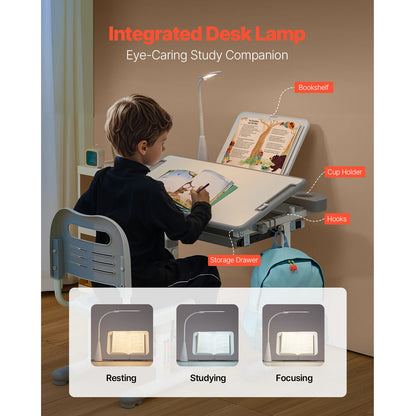 Kids Study Chair and Desk Set with Adjustable Height