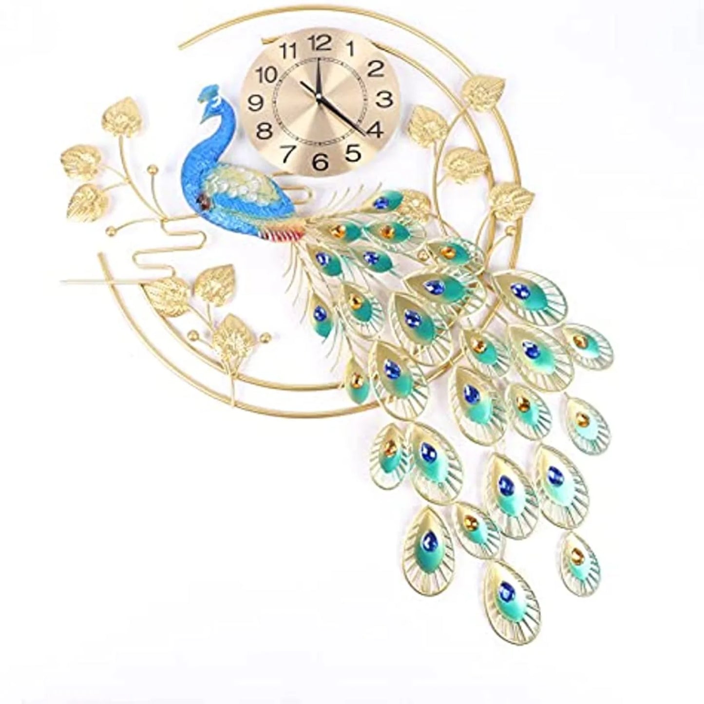 Metal Peacock Shaped, Silent Wall Clock