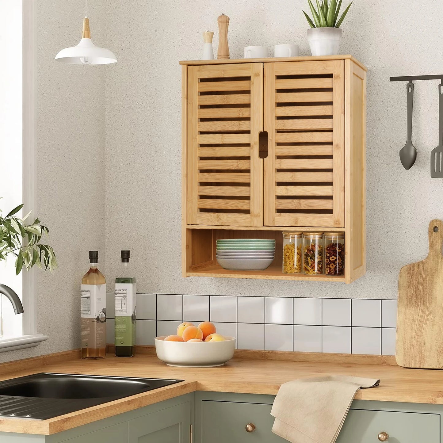 Wall Mounted Bamboo Medicine Cabinet