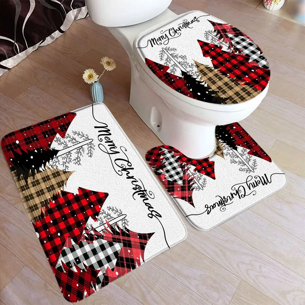 Christmas Shower Curtain & Bath Mat Set