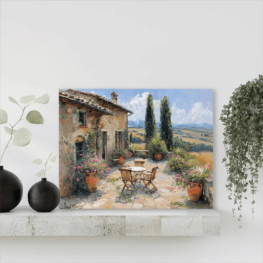 Oil Painting on Tuscan Hill Terrace