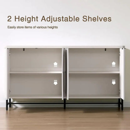 65” Fluted Credenza Sideboard with Adjustable Storage Shelves