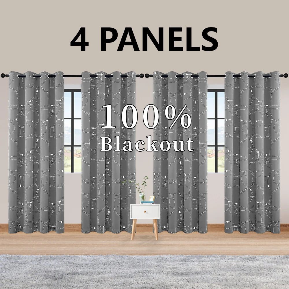 4PCS Blackout Curtains are Thermal Insulated