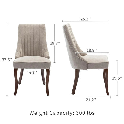 Set of 6 Velvet Upholstered Dining Chairs with Wood Legs