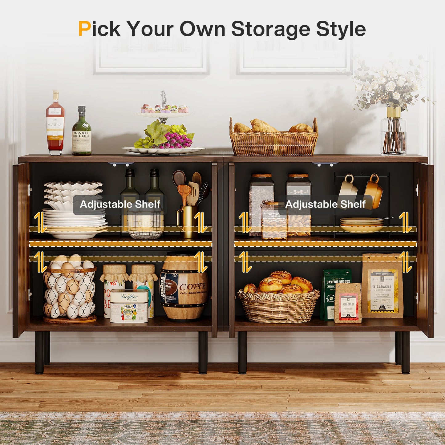 59" Farmhouse Buffet Sideboard Cabinet with Doors