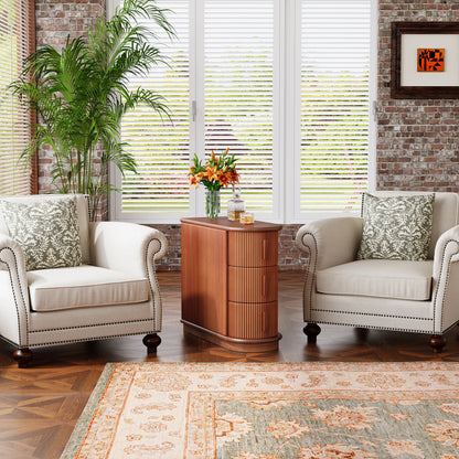 Narrow Solid Wood 3-Drawer End Table