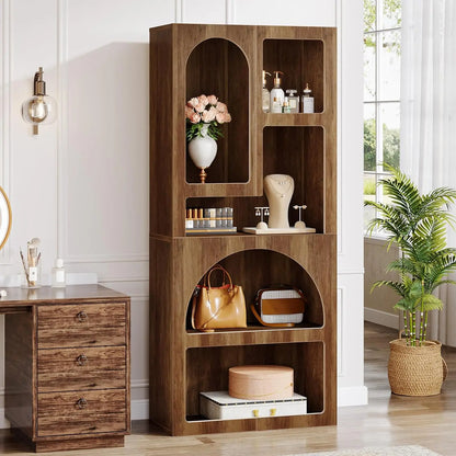 70.87" Tall Geometric Bookcase with 5 Irregular Storage Shelves