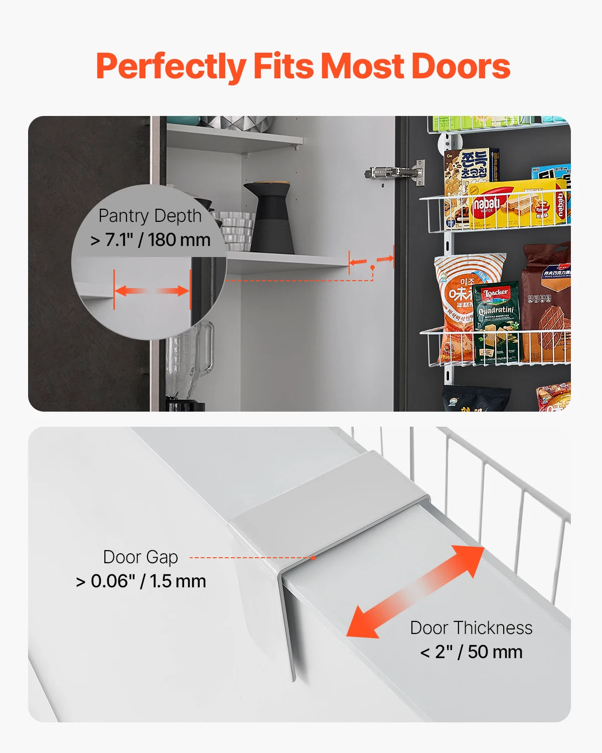 Heavy-Duty Steel 6/8/9/10 Tier Over the Door Pantry Organizer