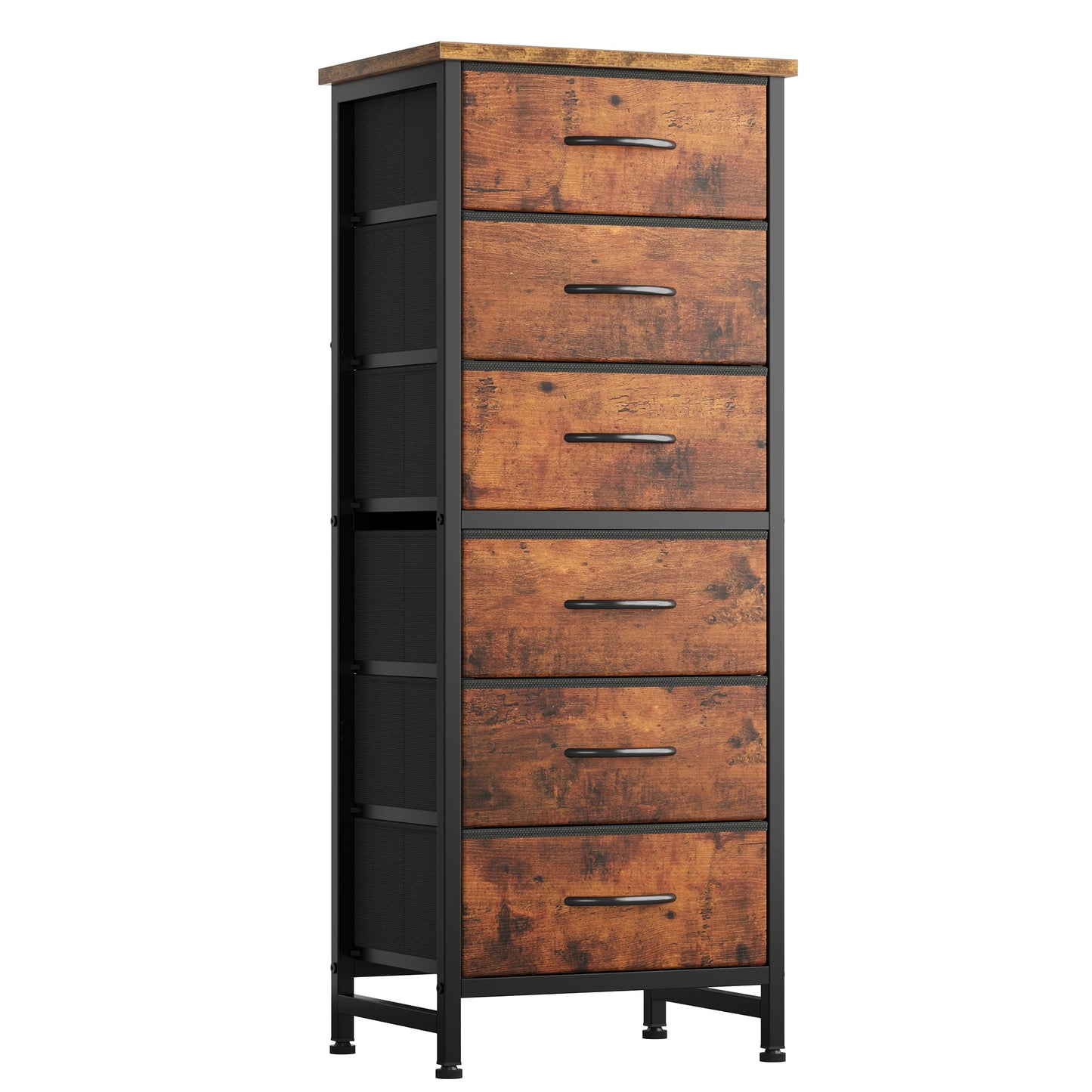 Narrow Storage Tower with Wood Top and Metal Frame