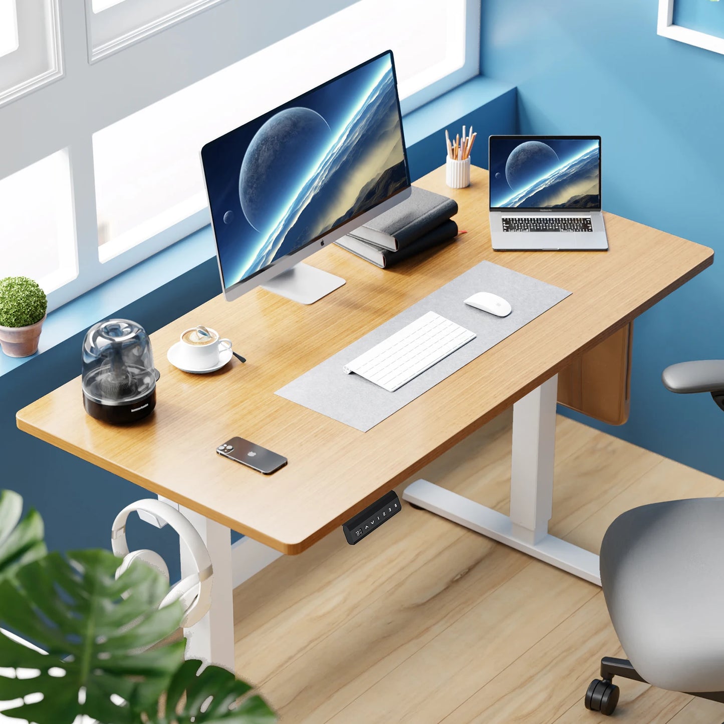 40 x 24 Inch Electric Sit Stand Computer Desk w/ Adjustable Height