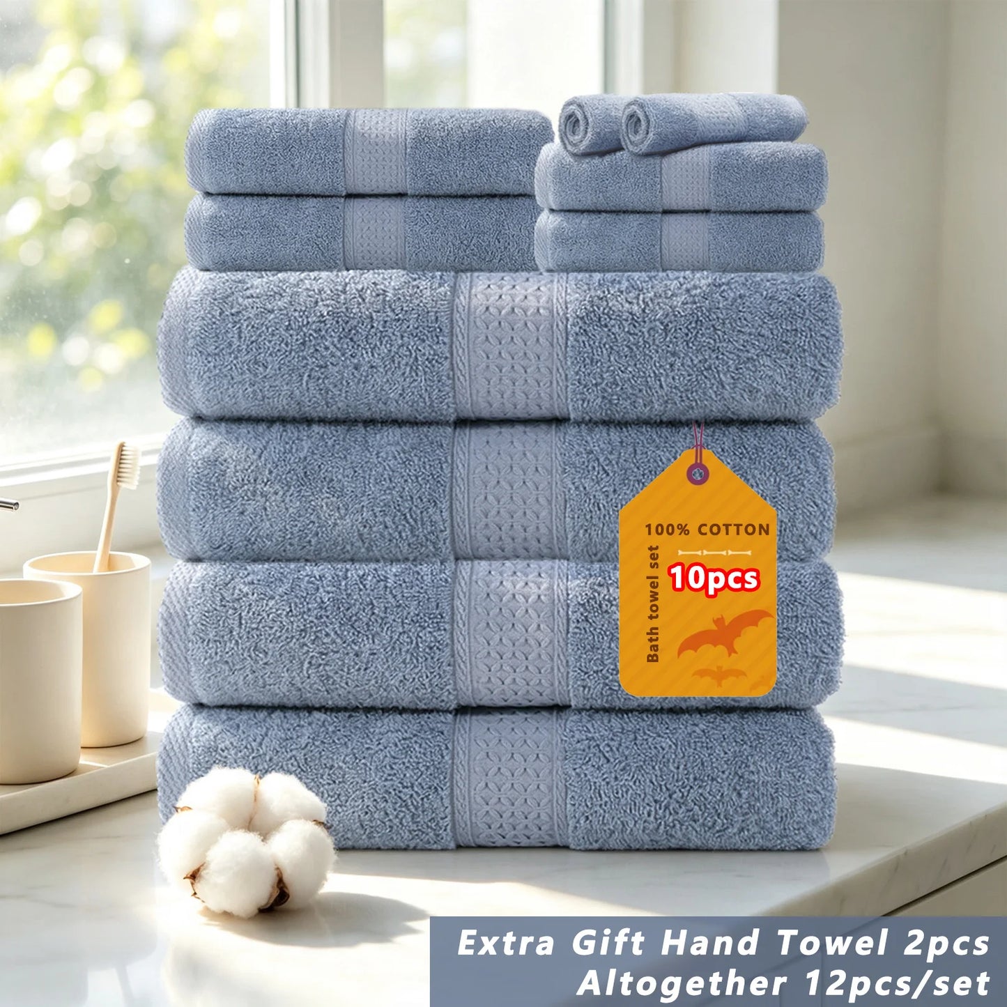 20/16/10pcs Cotton Soft Bath Towel Set for Bathroom
