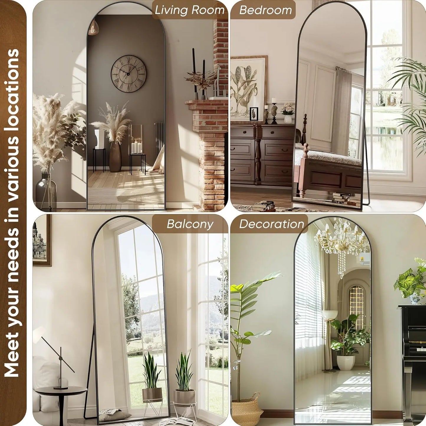 58"x19" Rectangular Full Body Mirror with Stand