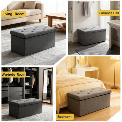 Heavy-Duty Multi-Purpose Folding Storage Ottoman Bench with Seat