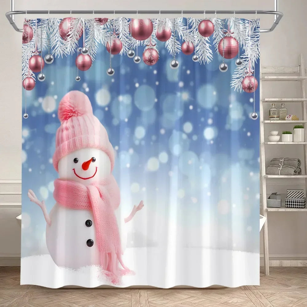 Christmas Shower Curtain & Bath Mat Set