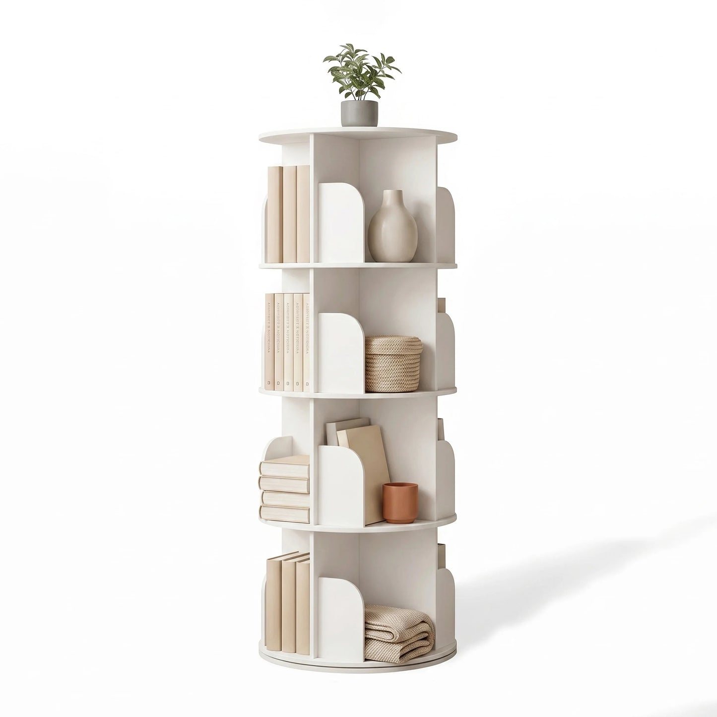 Freestanding 3-4 Tier Rotating Vertical Corner Bookshelf